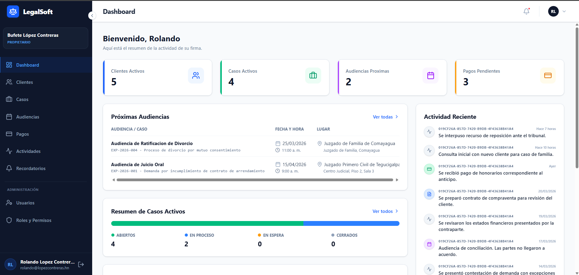 LegalSoft Dashboard